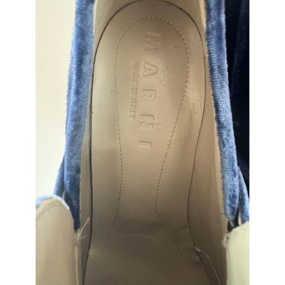 MARNI Velvet Block Heel Platform Block Heel Loafers in Blue, Size 36.5 - Picture 9 of 9